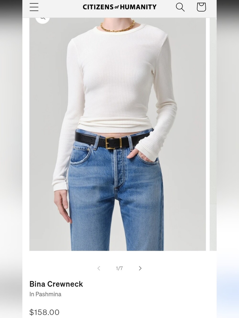 Citizens Of Humanity XS Bina Crewneck & Olivia High Rise Slim Ankle 29 Jeans